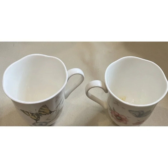 Lenox Butterfly Meadow Tea Coffee Mugs Set Of 2 Floral Flowers Swallowtail Boho‎ - Picture 2 of 5